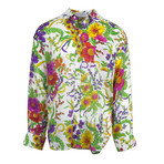Silk Blend Oversized Button Down Shirt // Multi-Color Floral (Euro: 38)