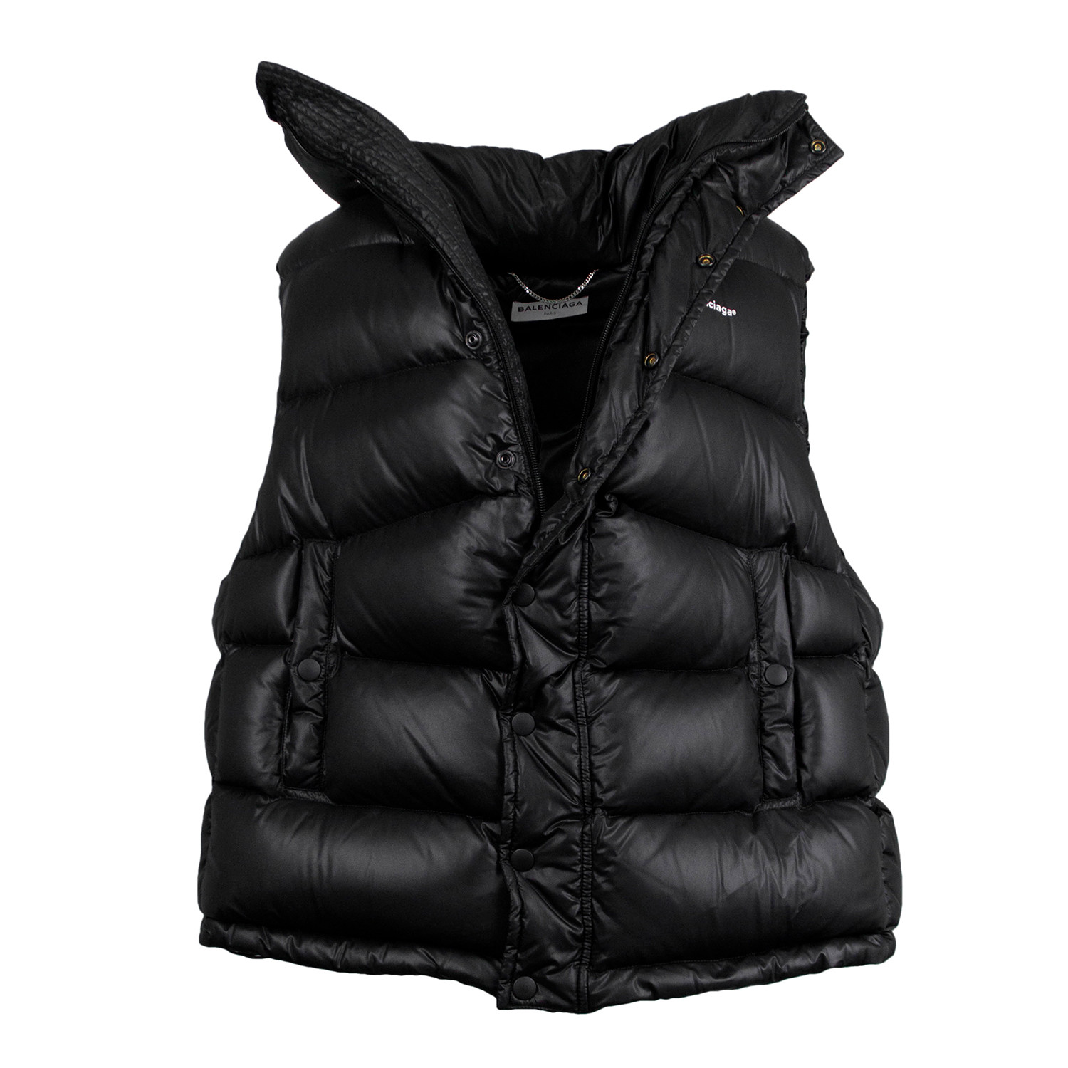 Down Filled Oversized W/ Scarf Puffer Jacket Vest // Black (Euro: 36 ...