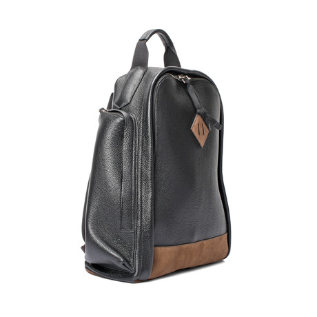 Leather Diamond Backpack // Black