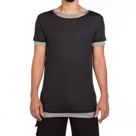 Crew Neck Silk T-Shirt // Black (S)