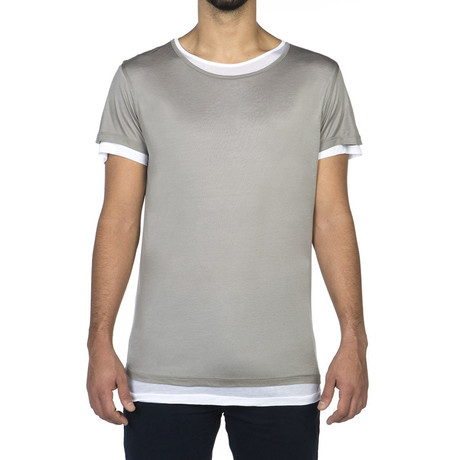 Crew Neck Silk T-Shirt // Grey (S)