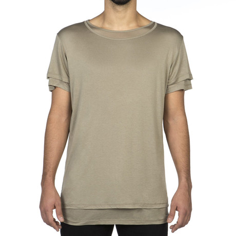 Silk Blend Crew T-Shirt // Khaki (S)