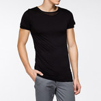 Silk Blend Crew Neck T-Shirt // Black (S)