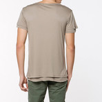 Silk Blend Crew Neck T-Shirt // Khaki (XL)