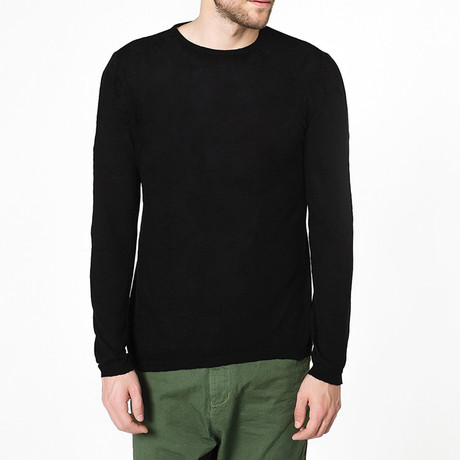 Crew Neck Knitted Sweater // Black (S)