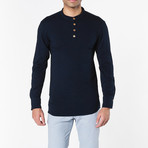 Henley Long Sleeve T-Shirt // Navy Blue (S)