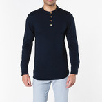 Henley Long Sleeve T-Shirt // Navy Blue (XL)