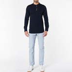 Henley Long Sleeve T-Shirt // Navy Blue (S)