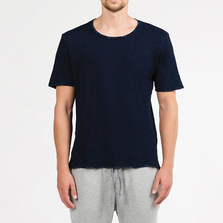 Crew Neck Distressed T-Shirt // Indigo (S)