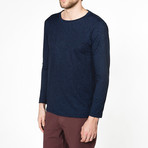 Crew Neck Long Sleeve T-Shirt // Navy Blue (S)