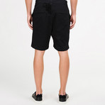 Distressed Straight Leg Washed Shorts // Black (32)