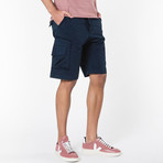 Washed Cargo Distressed Shorts // Navy Blue (36)