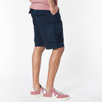 Washed Cargo Distressed Shorts // Navy Blue (36)