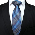 Leighton Silk Tie // Gray + Blue Cross