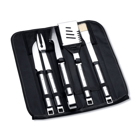 6 Piece Stainless Steel BBQ Set + Folding Bag // Cubo
