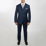 2BSV Peak Lapel Vested Suit // Navy Windowpane (36S)