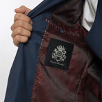 2BSV Peak Lapel Vested Suit // Navy Windowpane (36S)