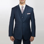 2BSV Peak Lapel Vested Suit // Navy Windowpane (36S)
