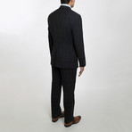 2BSV Notch Lapel Vested Suit Black Tartan Plaid (44R)