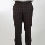 2BSV Notch Lapel Vested Suit  Brown Tartan Plaid (US: 38R)
