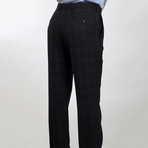 2BSV Notch Lapel Vested Suit Black Tartan Plaid (US: 38R)