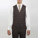 2BSV Notch Lapel Vested Suit  Brown Tartan Plaid (US: 40S)