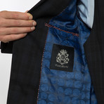 2BSV Notch Lapel Vested Suit Black Tartan Plaid (US: 38S)