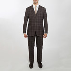 2BSV Notch Lapel Vested Suit  Brown Tartan Plaid (US: 48R)