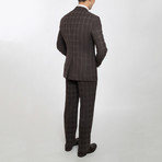 2BSV Notch Lapel Vested Suit  Brown Tartan Plaid (US: 36S)