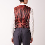 4BSV Double Breasted High Peak Lapel Vested Suit // Gray Orange Speck (42L)