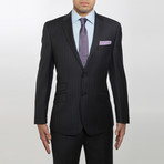 2BSV Notched lapel Suit Charcoal Purple Pinstripe (42L)