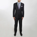 2BSV Notched lapel Suit Charcoal Purple Pinstripe (US: 40S)