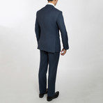 2BSV Notch Lapel Pick Stitch Suit // Blue Burgundy Plaid (46R)