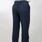 2BSV Notch Lapel Pick Stitch Suit // Blue Burgundy Plaid (46R)