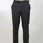 2BSV Peak Lapel Pick Stitch Suit Gray Brown Windowpane (US: 40L)