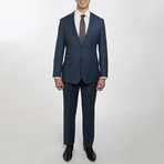 2BSV Notch Lapel Pick Stitch Suit // Blue Burgundy Plaid (46R)