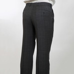 2BSV Peak Lapel Pick Stitch Suit Gray Brown Windowpane (US: 36S)