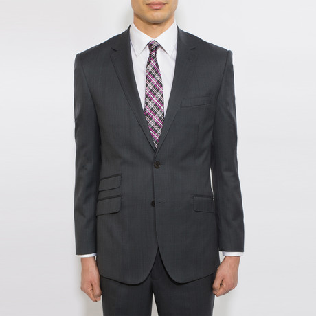 2BSV Tartan Plaid Notch Lapel Suit + FF Pant // Charcoal Plaid (38R)