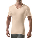 Sweat Proof Hydro-Shield Slim Fit V-Neck // Beige (S)