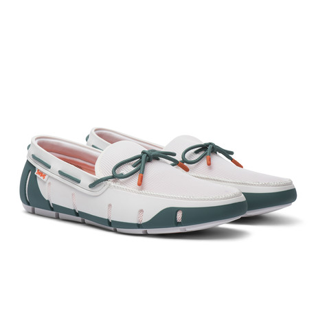 Stride Lace Loafer // White + Teal (US: 7)