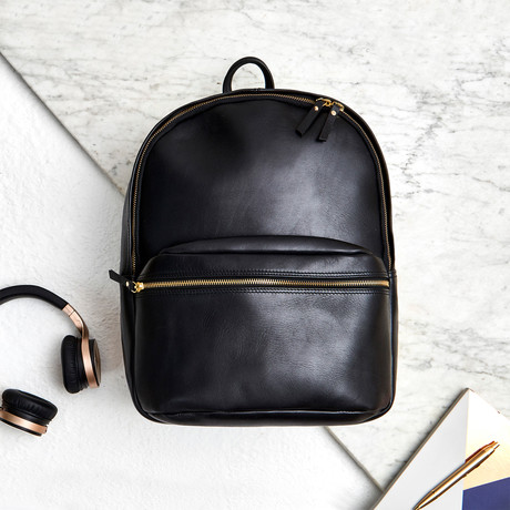 Vida Lux Leather Backpack (Black)