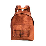 Zip Round Leather Backpack