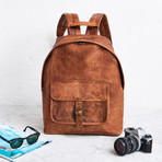 Zip Round Leather Backpack