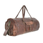 Round Leather Duffel Bag (20")