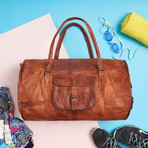 Round Leather Duffel Bag (20")