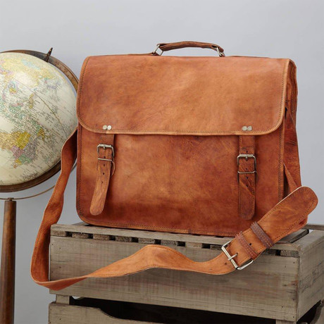 Leather Laptop Bag + Handle (Medium)