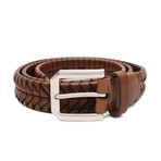 Pattern Woven Leather Belt // Brown (90 cm // 36" Waist)