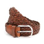 Woven Leather Belt // Brown // 95 cm // 38" Waist