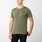 Organic Cotton Semi-Fitted Crew Neck T-Shirt // Military Green (L)