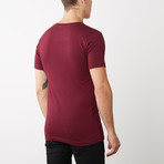 Organic Cotton Semi-Fitted V-Neck T-Shirt // Burgundy (M)